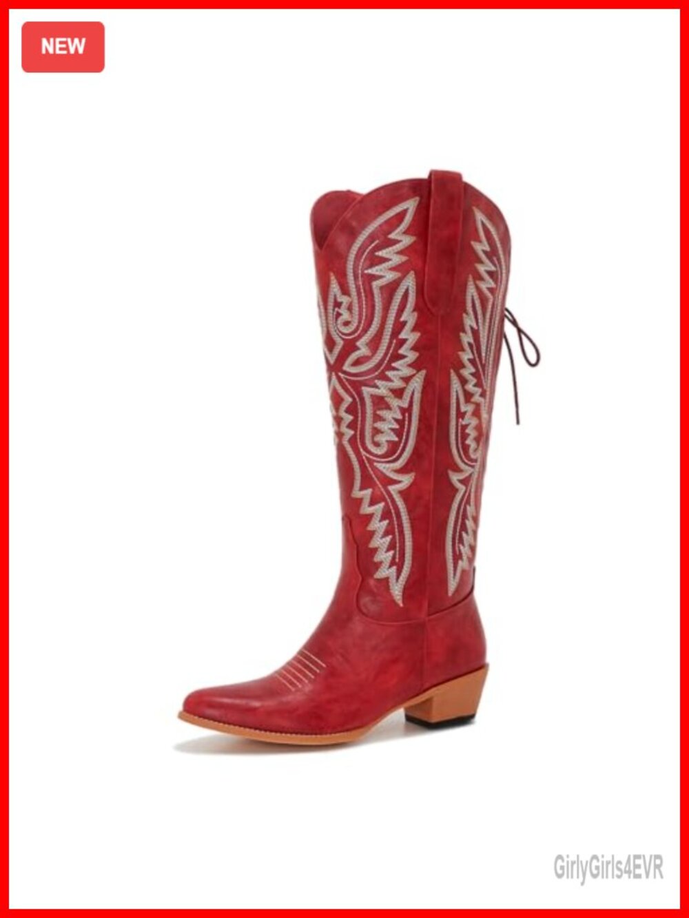 Wide Calf Cowboy Boots Women Adjustable Lace Up Knee High Plus Size Cowgirl